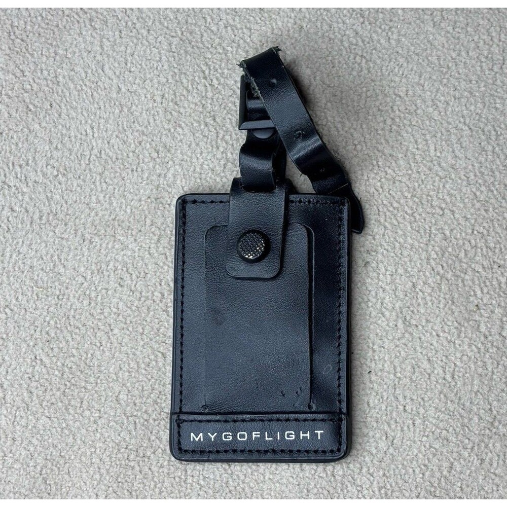 MyGoFlight Black Leather Luggage Tag MGF